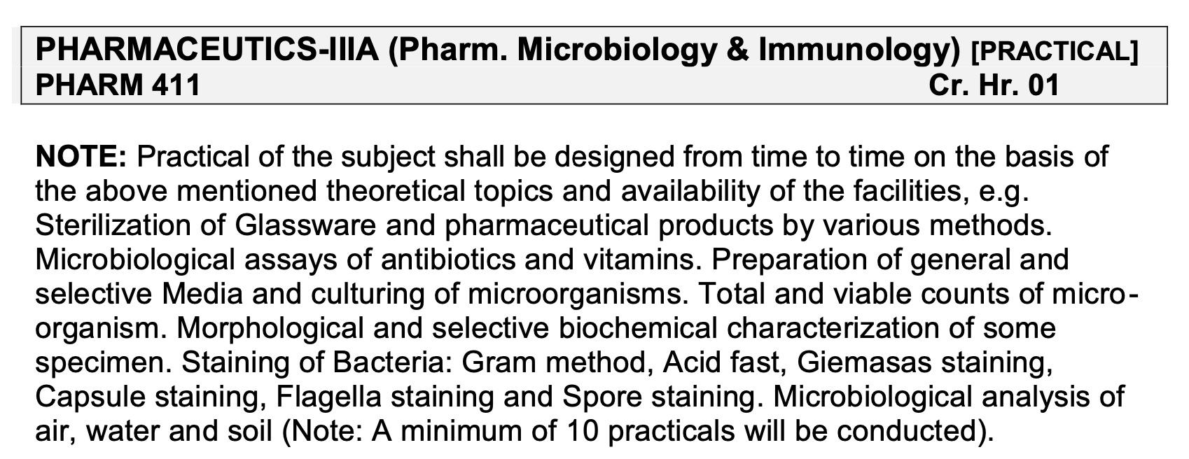 5-PHARMACEUTICS-IIIA (Pharm. Microbiology & Immunology) [PRACTICAL]